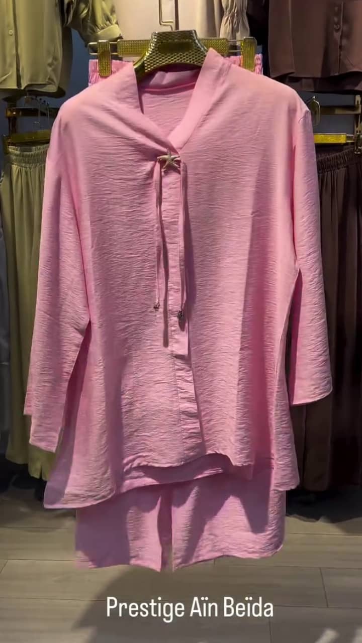 Ensemble 2 Pièces Chemise Col Croisé Noué & Pantalon Large — Style Lin