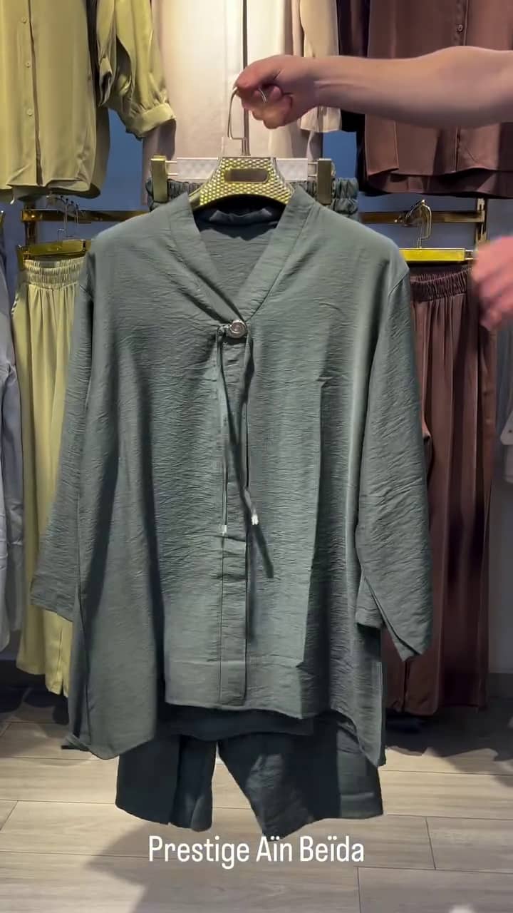 Ensemble 2 Pièces Chemise Col Croisé Noué & Pantalon Large — Style Lin