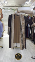 Abaya 2 Pièces Imprimée Léopard & Motifs Géométriques