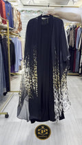Abaya 2 Pièces Léopard Dégradé & Manches Papillon