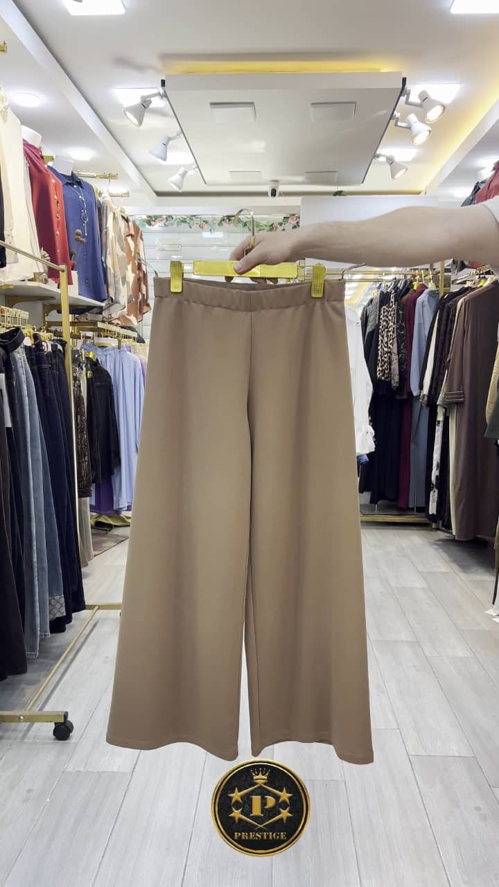 Pantalon Large Taille Haute Élastique